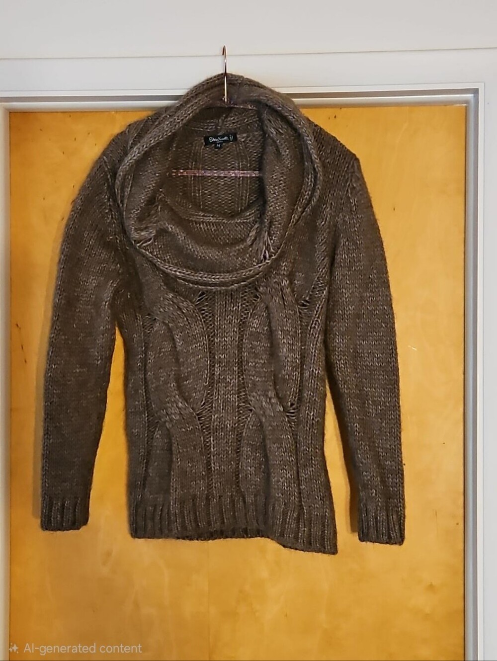 Italian Virgin Wool/Alpaca Cowl Neck Sweater - Cocoa Brown